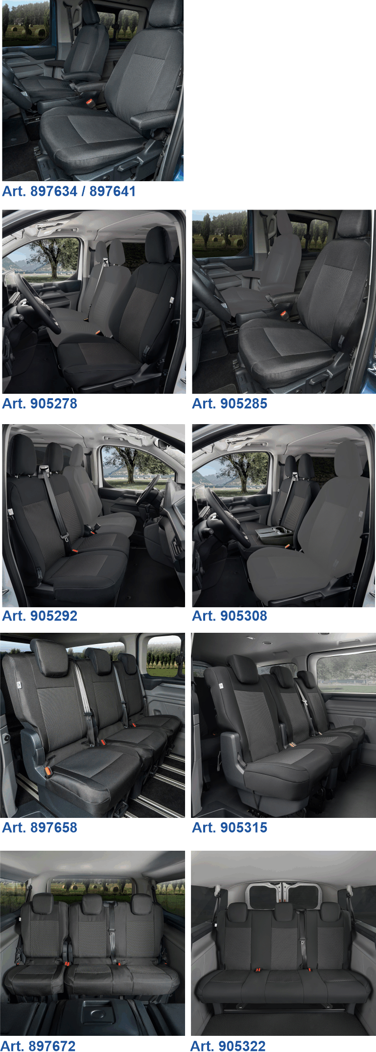 Passform Sitzbezge Ford Transit Custom II, Ford Tourneo Custom II und VW T7 Transporter
